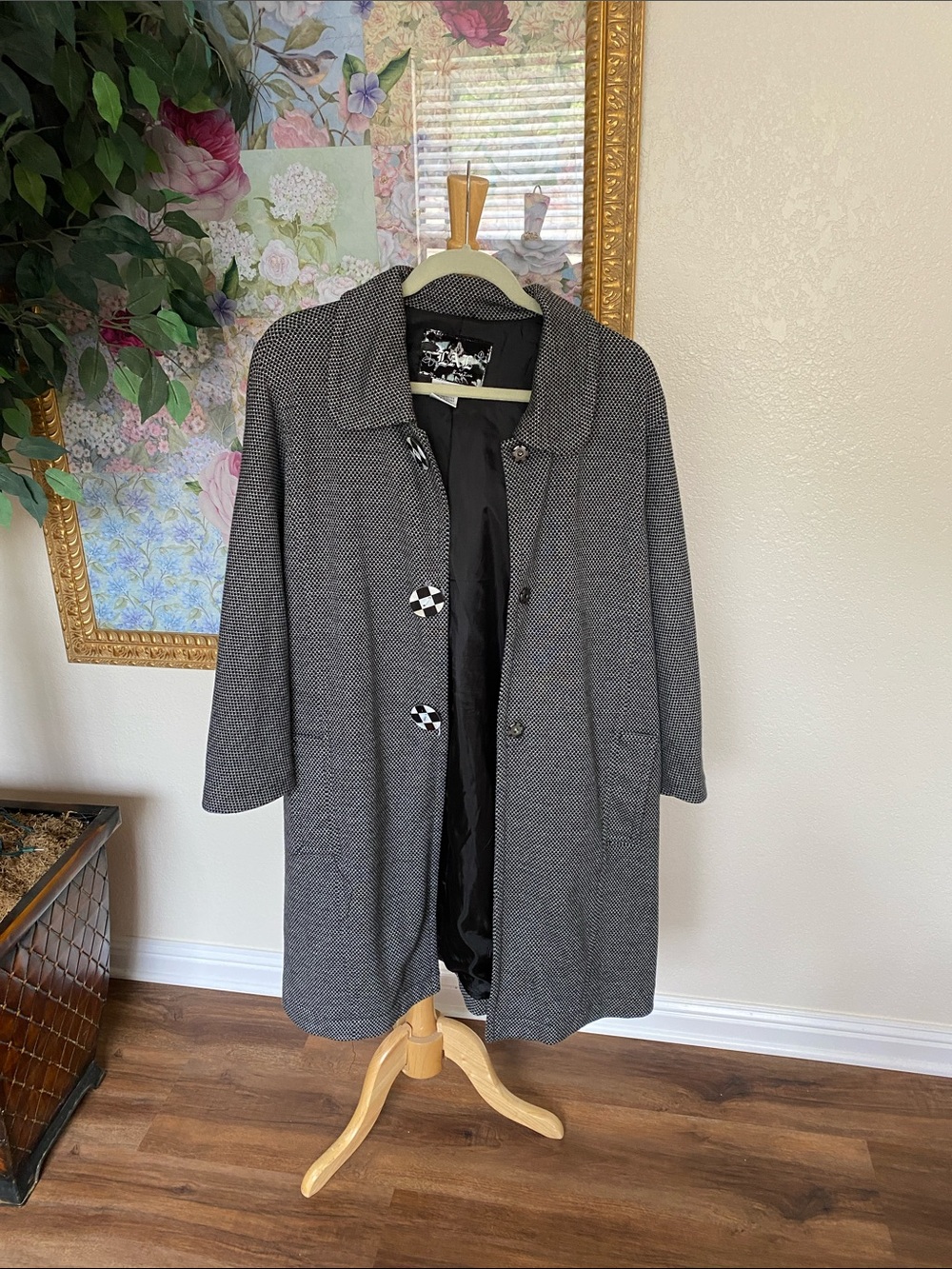 Live a Little Gray Herringbone Trench Coat